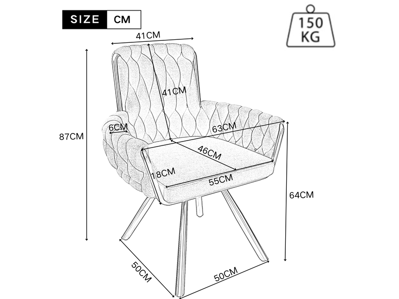 Lot de 6 chaises de salle à manger, en tissu velouté gris+doré, avec accoudoirs, pivotantes, pieds métalliques - Conforama C