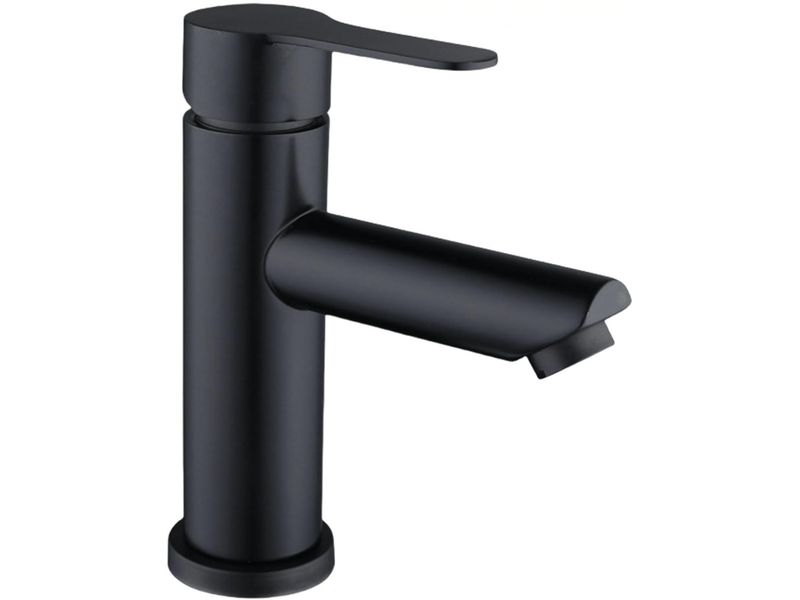  Robinet d'eau chaude et froide à levier unique en acier inoxydable noir, bec droit, monotrou, avec flexible de 60 cm FC-LJY-00846JY - Conforama A