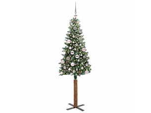 Sapin de noël, arbre de noël mince vert 150 cm pvc et bois de pin massif shl654