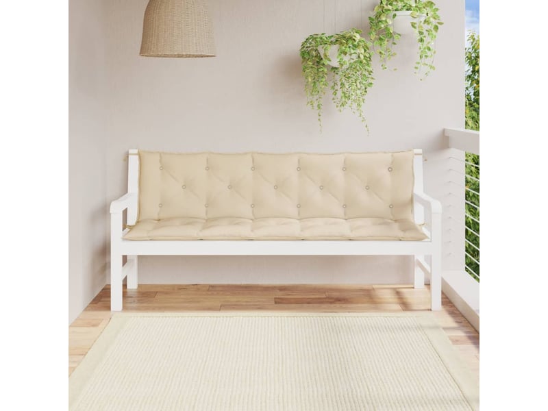  Lot de 2 coussins de banc jardin, coussins d'assise beige 180x50x7 cm tissu oxford cf58716  - Conforama B