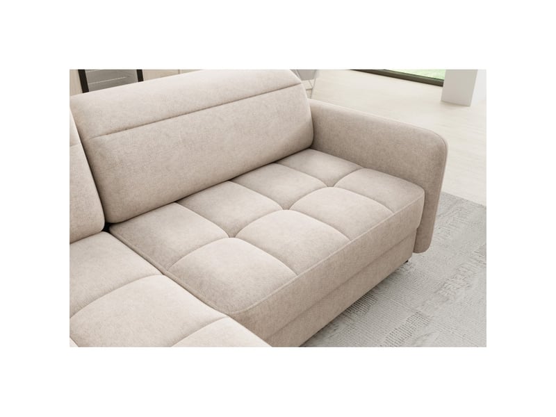Canapé d'angle gauche convertible barnea 208 cm crème avec rangement - Conforama D