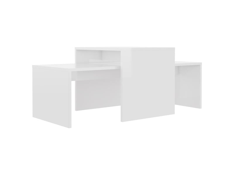  Ensemble de tables gigognes 2 pcs blanc brillant bois d’ingénierie  - Conforama A