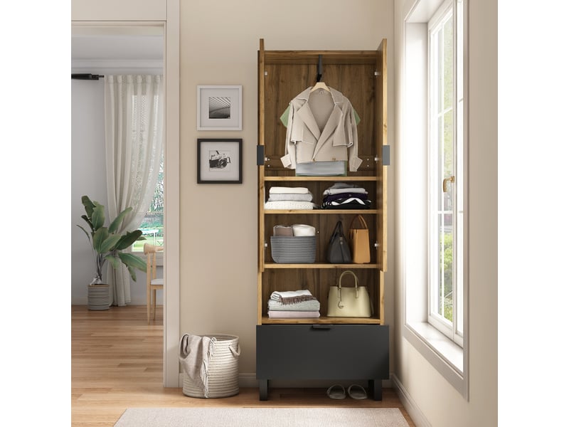 Lit superposé 90 x 200 avec bandeau led et prise, lit en fer forgé avec compartiment de rangement et bibliothèque, lit simple multifonctionnel, blanc - Conforama E