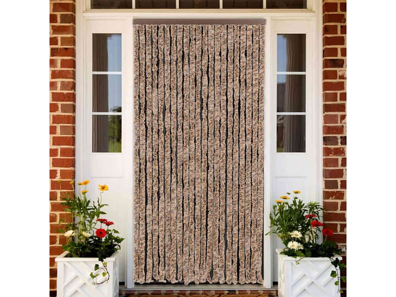  Rideau anti-mouches, moustiquaire beige et marron foncé 90x220 cm chenille cf43510  - Conforama B