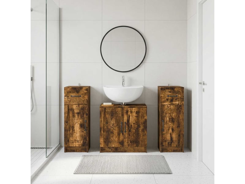 Ensemble de meuble de salle de bain 3 pièces utrecht chêne fumé cf63515 - Conforama B