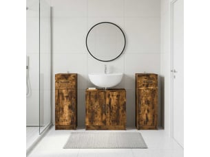 Ensemble de meuble de salle de bain 3 pièces utrecht chêne fumé cf63515