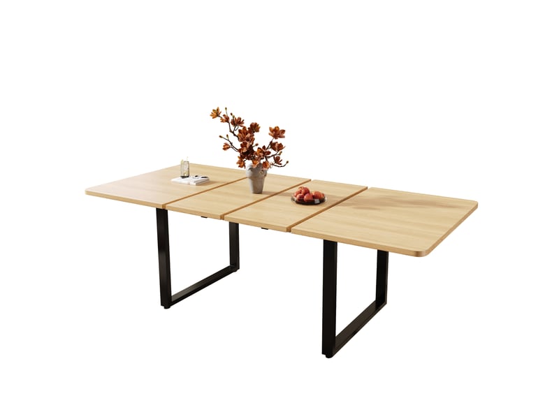  Table extensible pour 6 à 10 personnes à trois longueurs, forme rectangulaire, chêne, 220 × 80 × 75 cm  - Conforama A