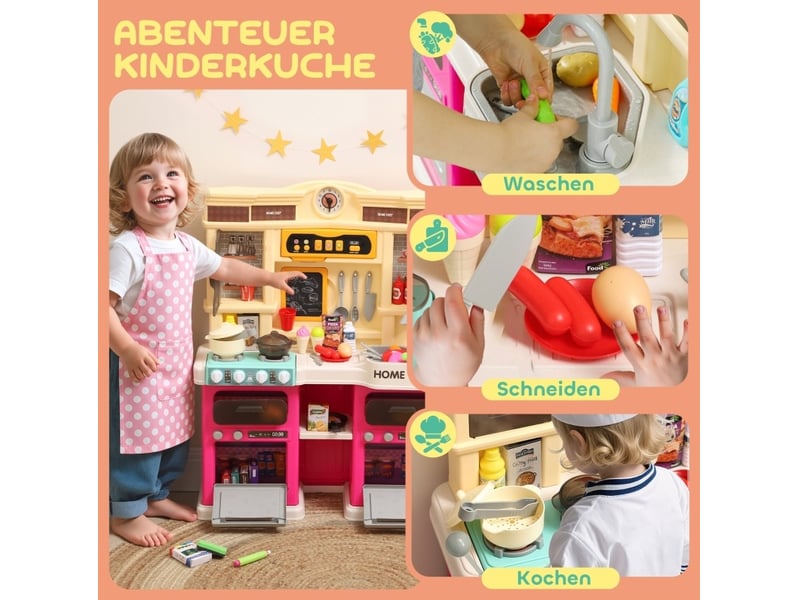  Cuisine jouet enfant 66x24x83 cm – multicolore – robinet électrique, sons, lumières et 85 accessoires  - Conforama D