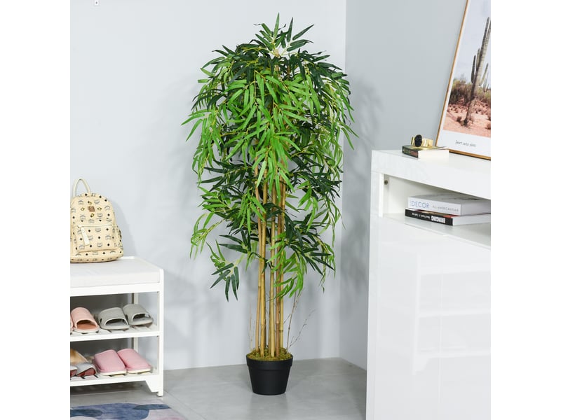  Bambou artificiel avec pot pour usage intérieur, φ18x150cm  - Conforama D