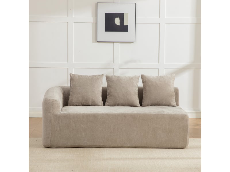 Canapé modulable en tissu chenille gris, design contemporain pour salon, confort moelleux et structure stable. - Conforama B