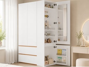 Armoire 4 porte(s) battante 2 tiroir(s) <strong>BGSRYAO</strong> <strong></strong> coloris blanc largeur 120 cm