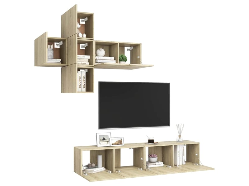 Ensemble de meubles tv 7 pcs chêne sonoma bois d'ingénierie shl61251  - Conforama C