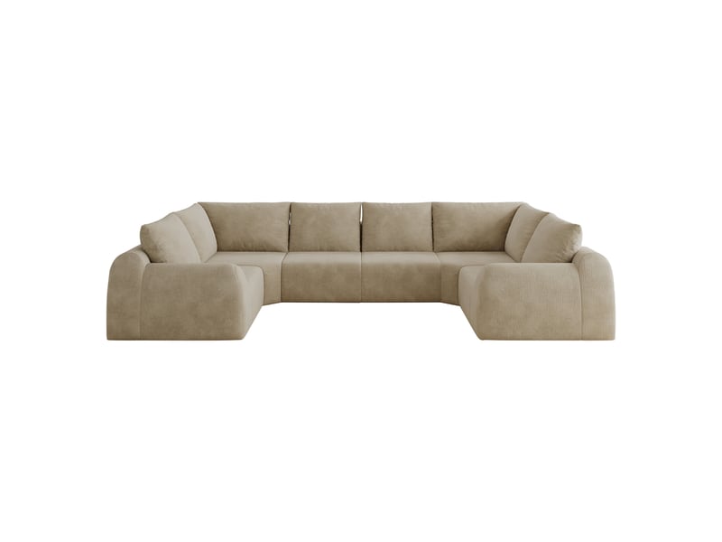 Grand canapé 344 cm en u kaki, canapé mousse compressée sans armature en tissu chenille - Conforama R