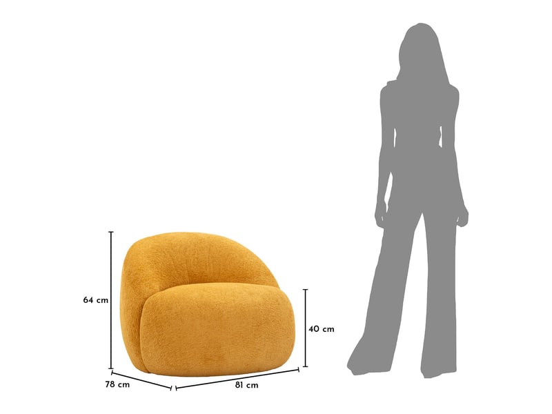  Fauteuil nubra, petit fauteuil revêtement tissu bouclé, 80x56x83h cm orange moutarde Nubra - Conforama C