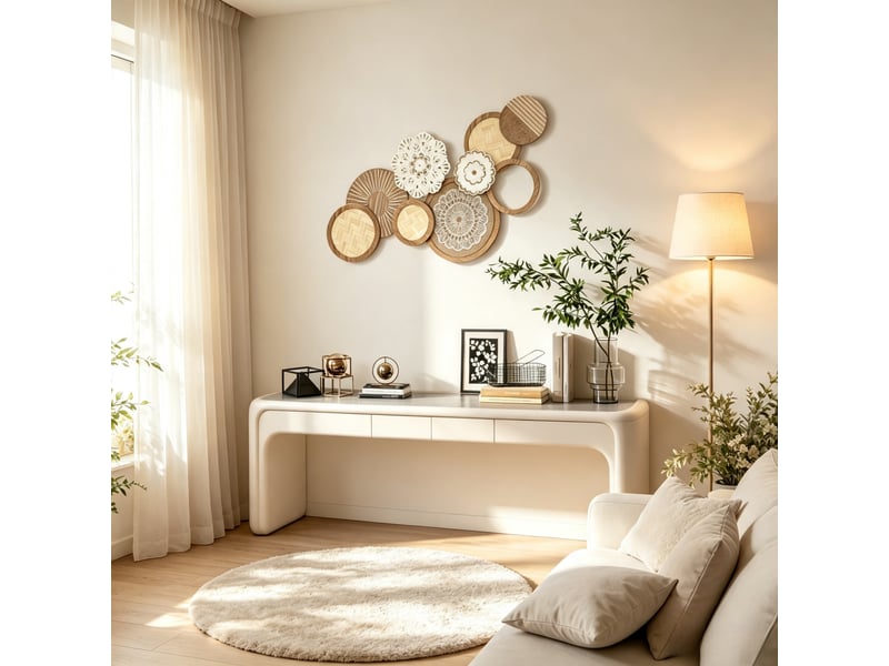 Décoration murale en bois moderne avec panneaux en verre, design unique pour salon - Conforama D