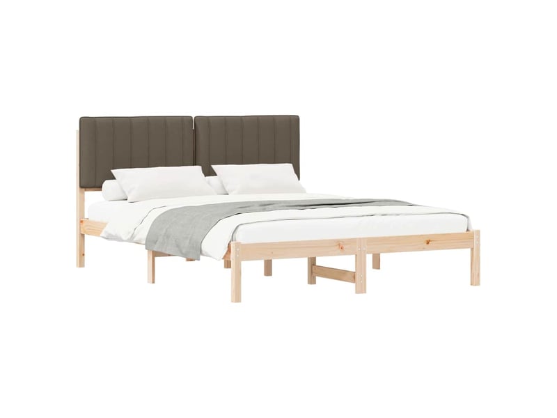 Lit double- lit adulte - cadre de lit avec tête de lit rembourrée taupe 160 x 200 cm - Conforama A