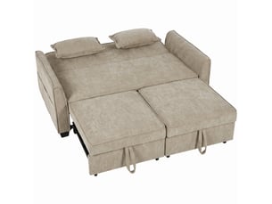 Canapé convertible 2 places 4 en 1, canapé-lit d'angle en chenille 167cm, dossier réglable, assise large, marron