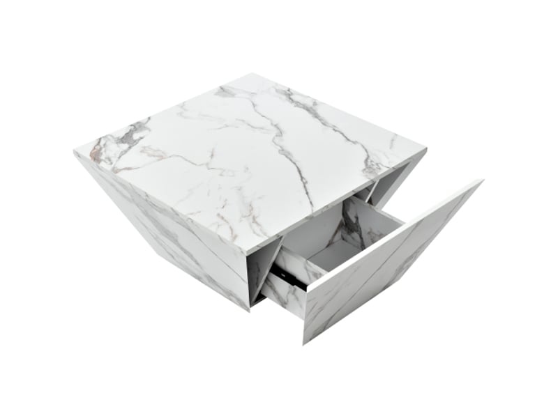  Table basse table de salon  avec 2 tiroirs haute brillance 70x70x37cm table basse blanc - Conforama D