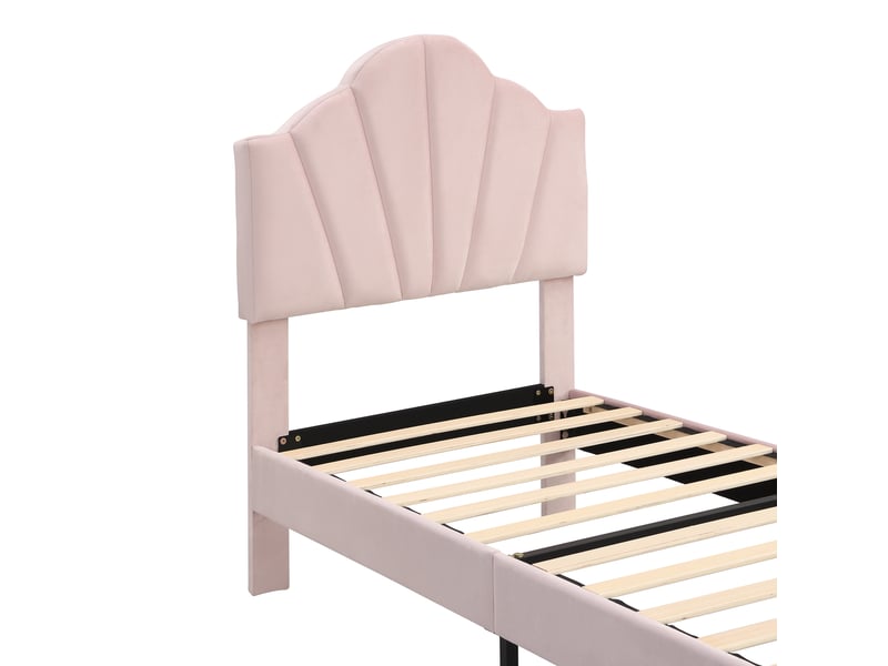  Lit enfant 90x200cm, cadre de lit, rose  - Conforama E
