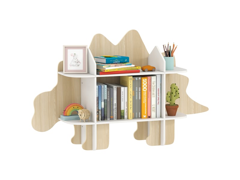  Bibliothèque enfant meuble de rangement pour jouets et livres 6 compartiments 120x28x72,2cm bois naturel  - Conforama A