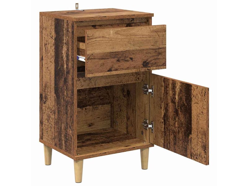  Lot de 2 table de chevet, table de nuit bois ancien 40 x 35 x 70 cm shl5151  - Conforama E