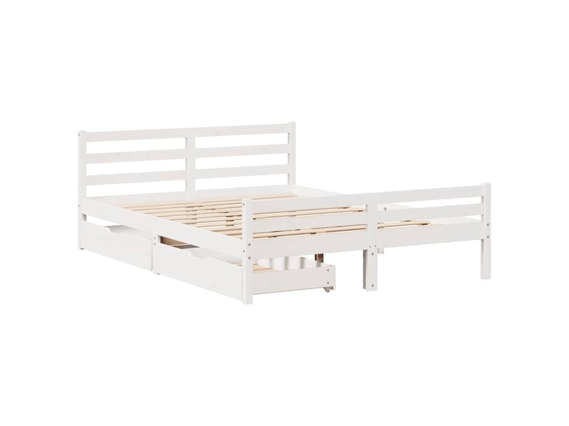 Lit double- lit adulte - cadre de lit sans matelas blanc 135x190 cm bois de pin massif - Conforama B