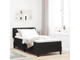 Lit adulte, lit simple, lit à ressorts avec tête de lit noir 90x200cm velours cf17242