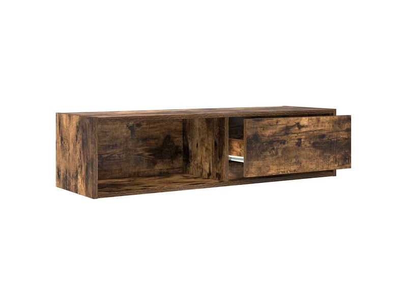  Lot de 2 meuble tv bas salon chêne fumé 100x31x25,5 cm bois d'ingénierie  - Conforama E