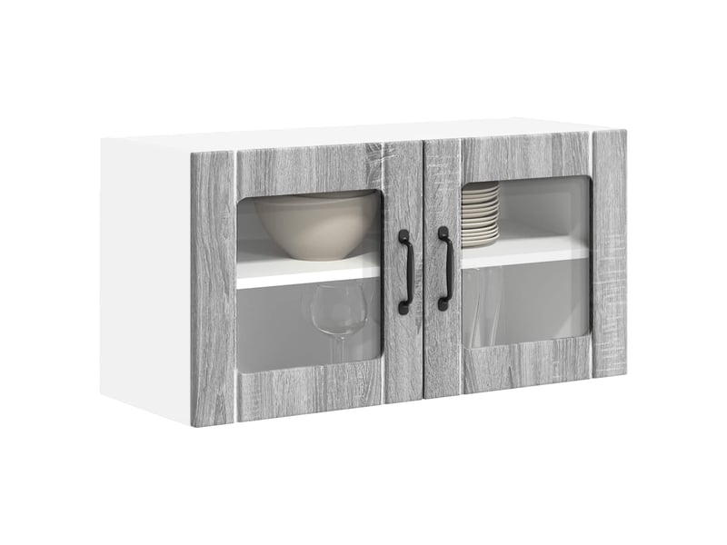  Meuble mural de cuisine, cabinet en verre mural sonoma gris 80x31x40cm  - Conforama C