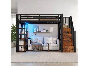 Lit mezzanine 90x200 cm <strong></strong>  <strong></strong> coloris noir