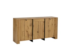 Buffet compacts 140x35x70cm, meuble bas avec 3 tiroirs et 3 portes, idéal salon ou couloir bois clair
