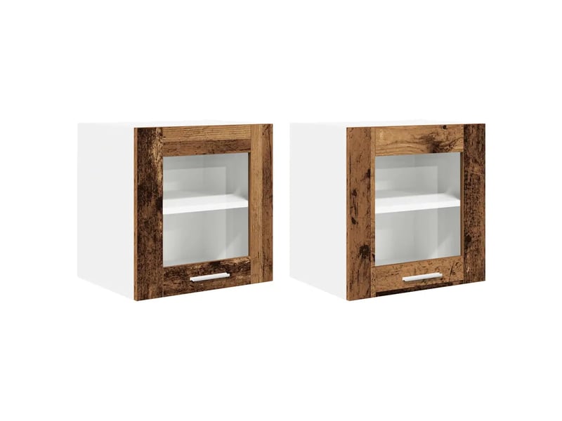  Lot de 2 armoires suspendues style contemporain grand espace de rangement 40 x 31 x 40 cm en bois d'ingénierie bois ancien 02_0053254  - Conforama A