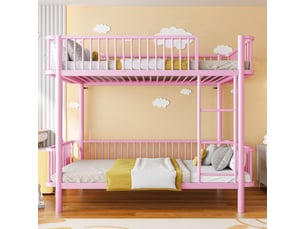 Lit superposé 90x200 cm <strong>OKMYHOME</strong> <strong></strong> coloris rose