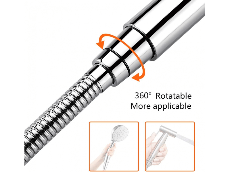  Tuyau de douche universel complento-g851 : g12 pouces, 1,5 m, anti-torsionanti-kink, acier inoxydablechromé  - Conforama E