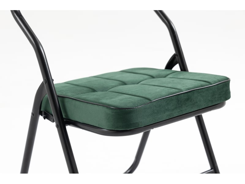  Lot de 2 chaises pliantes avec coussin vert, structure métal, pliables et pratiques, pour cuisine, bureau ou invités  - Conforama D