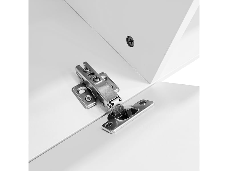  Meuble tv mural blanc haute brillance avec led bluetooth contrôlée par application 160x31x22 cm pour tv 70 pouces, rangement moderne  - Conforama D