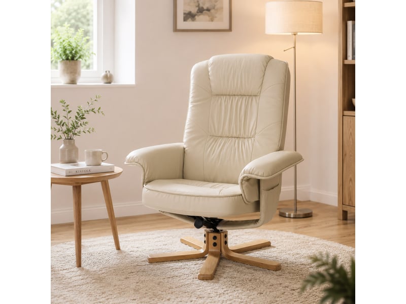  Fauteuil de télé m56, fauteuil de relaxation sans tabouret, similicuir - crème  - Conforama B