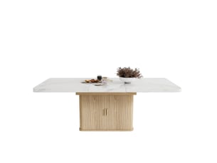 Table à manger 200x90x75 cm - extensible - 8 places - 6 à 8 personnes - grand rangement - mdf - usage quotidien - design moderne - bois naturel