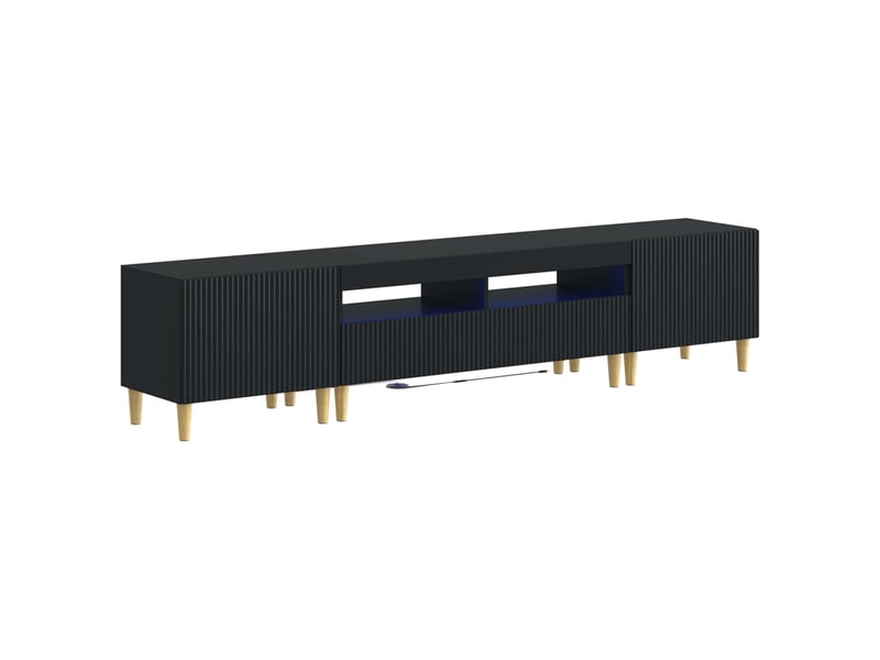 Ensemble de 3 meubles tv - banc tv - meuble de rangement led arnhem 3 pcs noir bois d'ingénierie - Conforama A