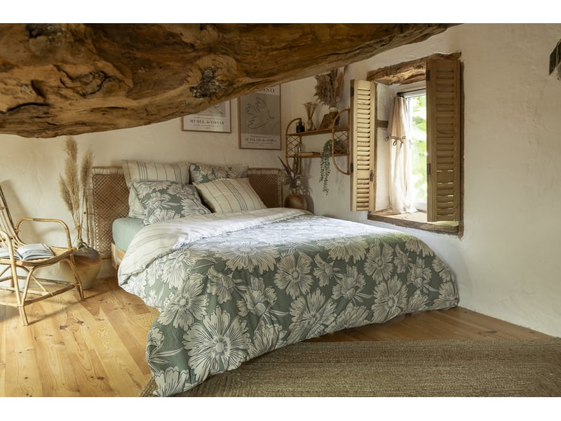  Housse de couette 200 x 200 cm 100% coton 57 fils imprimé tamara 15135 - Conforama C