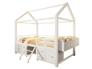 Lit cabane 90x200 cm COVREO coloris blanc