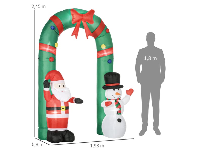  Arche gonflable avec père noël et bonhomme de neige, éclairage led, souffleur intégré, 198 x 80 x 245 cm  - Conforama E