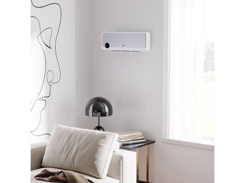  Radiateur mural de salle de bain (1000 w2000 w) avec télécommande, affichage led, minuterie 12 heures et thermostat – blanc  - Conforama C