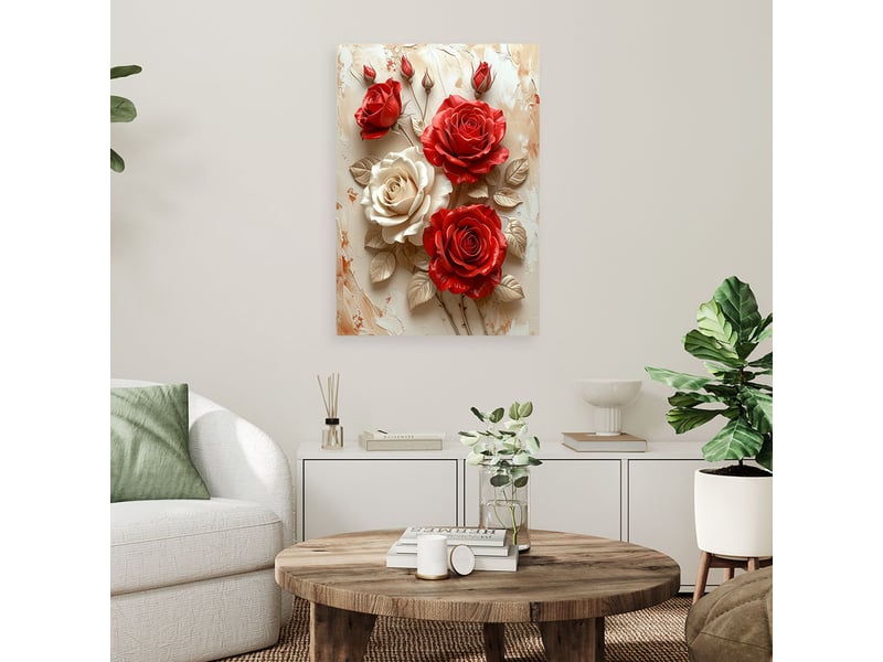  Image sur toile, des roses rouges et crème dans un élégant arrangement floral 70x100 1328138219 - Conforama B