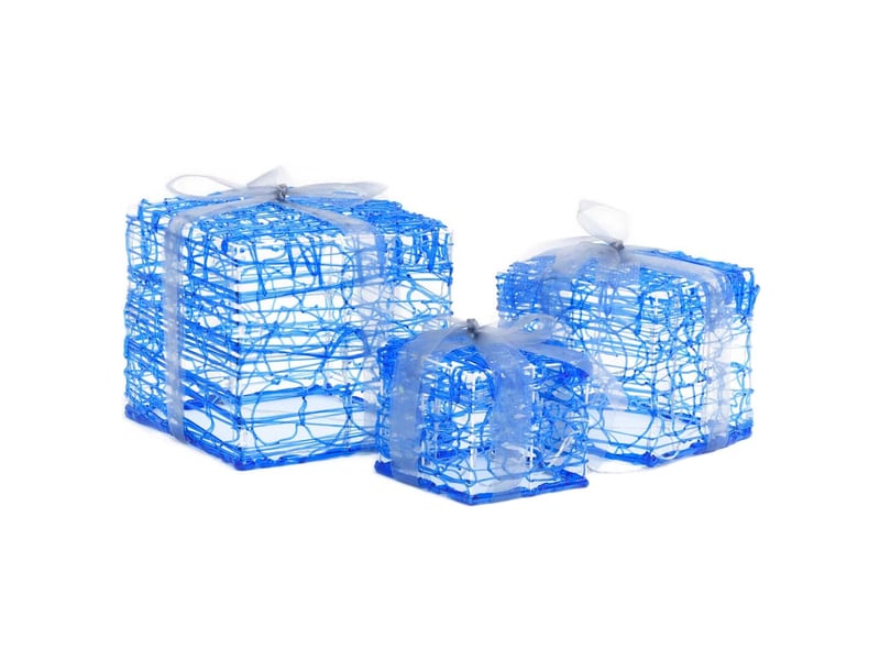  Boîtes-cadeaux de noël décoratives 3 pcs acrylique blanc froid  - Conforama D