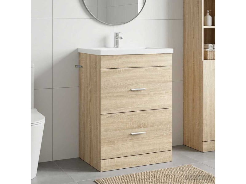  Meuble sous lavabo de salle de bain, commode chêne sonoma shl1017  - Conforama B
