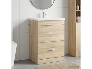 Meuble sous lavabo de salle de bain, commode chêne sonoma shl1017