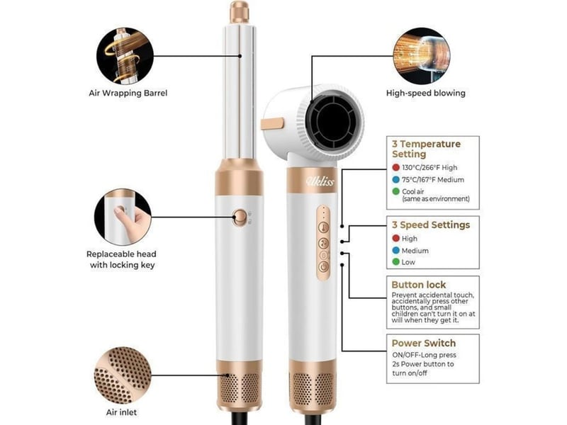 Brosse chauffante 7 en 1 1400w ioniseur 3 vitesses 3 temperatures blanc rose gold 348951_AAARL11091_6_DROPFR - Conforama E