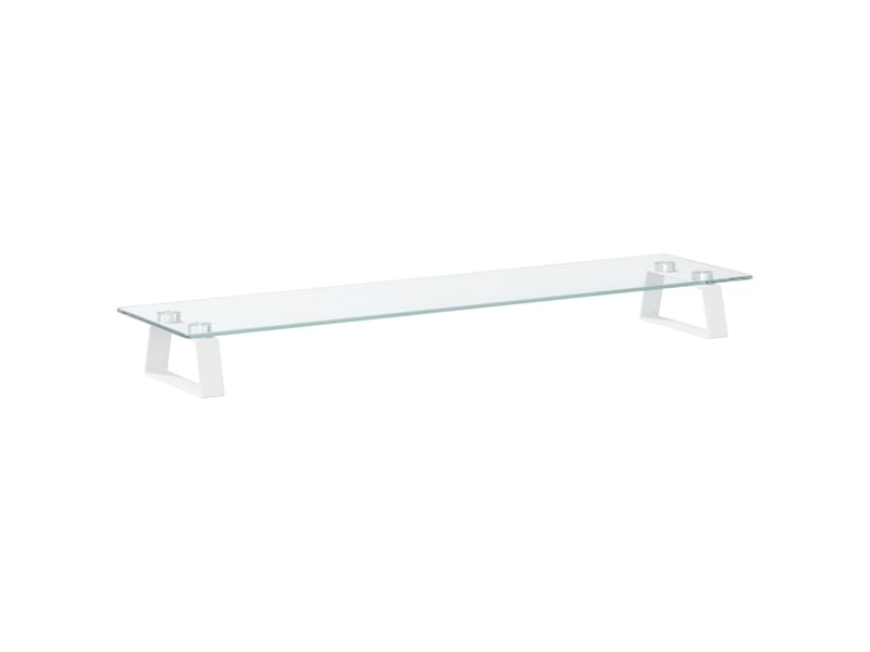  Support de moniteur table meuble bureau 80 x 20 x 8 cm verre trempé et métal blanc 02_0044901  - Conforama A