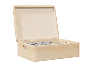 Boîte de rangement, coffre avec couvercle et poignées bois de pin massif shl16523